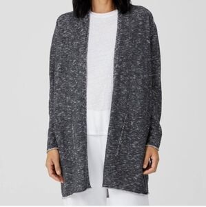Eileen Fisher Organic Linen And Cotton Long Line Open-Front Cardigan
